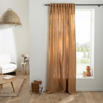 Rideau en coton pattes cachées camel 140x300cm