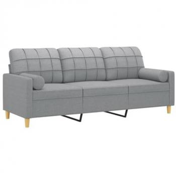 Sofá de 3 plazas con cojines tela gris claro 180 cm Vidaxl Gris