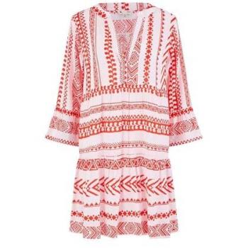 Yumi Women's Coral Geo Stripe Print Beach Gown – 20 inches