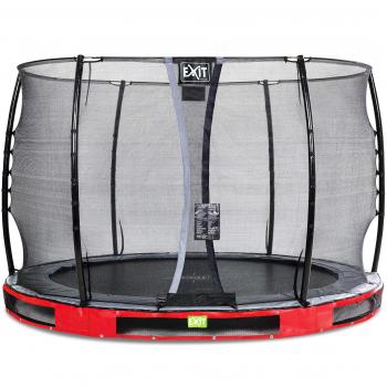 EXIT Elegant Premium Inground-Trampolin Ø305 cm, Economy Safety-Net, Rot