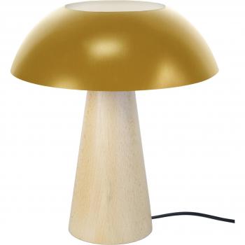Lampe à poser STAR TREK – bois naturel, bol métallique doré, 30 mm diamètre