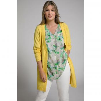 Sfilata Floreale Ulla Popken – Blusa Svasata in Lino & Viscosa – Verde – 60/62