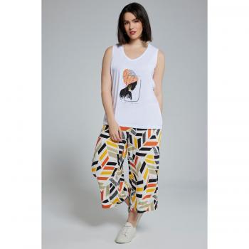 Top Donna Cotone Scollatura a V Taglia 52/54 Bianca Ulla Popken