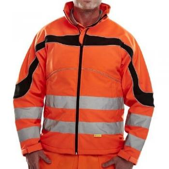 Beeswift Eton Hi-Viz Soft Shell Jacket Orange Black 2XL ET41ORXXL