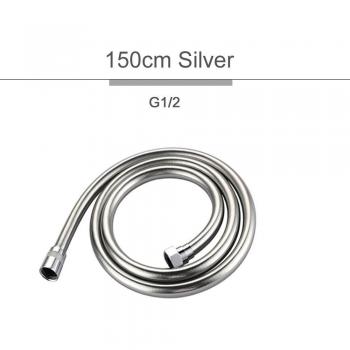 Tuyau de douche flexible en PVC gris argent 1.2-2m avec interface GI/2
