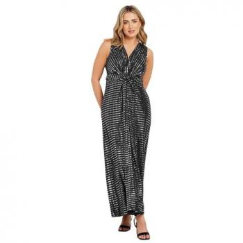 Sequin Twist Maxi Dress for Her – Black, Size 14