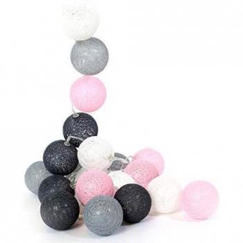Guirlande Décorative LED 10 Boules Gris Rose 1m75