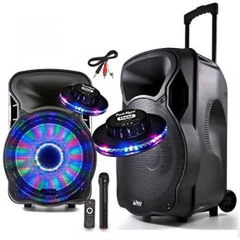Enceinte Karaoké PARTYSOUND sur batterie 800W PARTY-15 à LEDs RVB