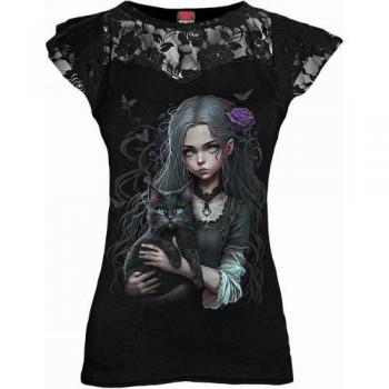 Top Noir Femme Gothique avec Dentelle