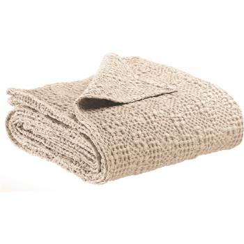 Plaid Vivaraise Stonewashed Maia 240 x 260 en coton crème