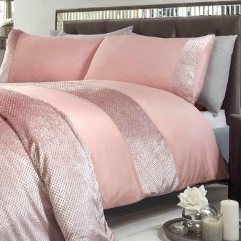 Sienna Glitter Velvet Duvet Cover Set, Blush Pink
