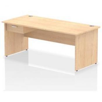 Impulse 1800×800mm Straight Desk – Maple Top, End Legs, Fixed 1×1 Drawer