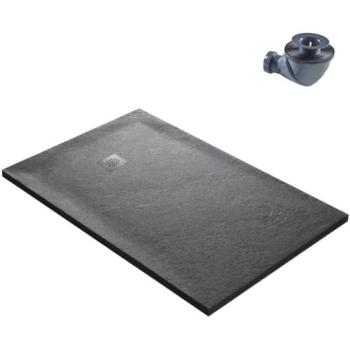 Réservoir d’eau pour douche – U-TILE – 120 × 90 cm, haute densité, finition pierre naturelle 925, grille excentrée