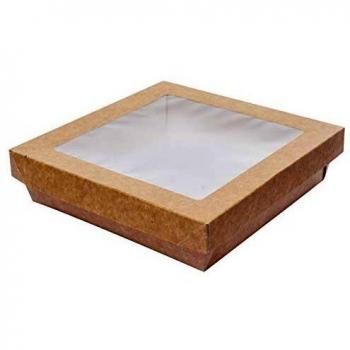 Scatola Take Away Avana con coperchio finestra