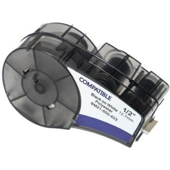 Vhbw 12.7mm Black/White Label Tape Replacement for Brady M21-500-423