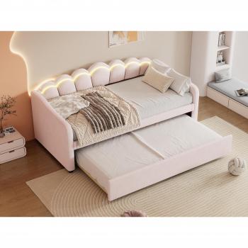 Cama Rosa con Iluminación LED y Cama Nido 90x190cm