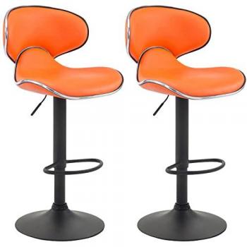 Las Vegas V2 tabourets de bar – Lot 2 – Similicuir – Orange/Noir