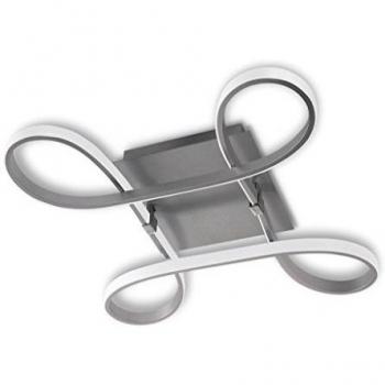 INSPIRED LIGHTING Knot 40W LED Ceiling Fixture, 4 Looped Arms, 3000K, 3100lm, Silver, Frosted Acrylic, Polished Chrome