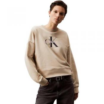 Calvin Klein Franco Terry Rlxd Cr Ls Monologo Cut Sweatshirt – XS Herren, beige