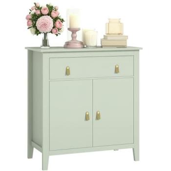 Buffet HOMCOM – meuble compact avec tiroirs et portes doubles, étagère réglable – panneau de particules – 80x40x90 cm – couleur vert doux