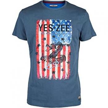 T Shirt Yes Zee Verde Petrolio da Uomo T739S108