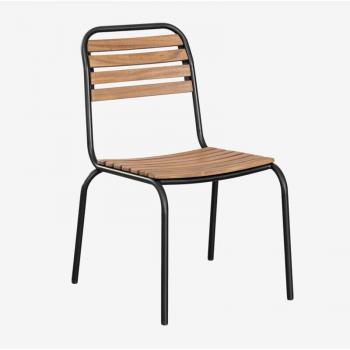 Éco‑Stair : Pack 2 chaises empilables acier + acacia noir