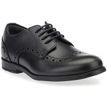 Brogue Pri Black Lace-Up School Shoes