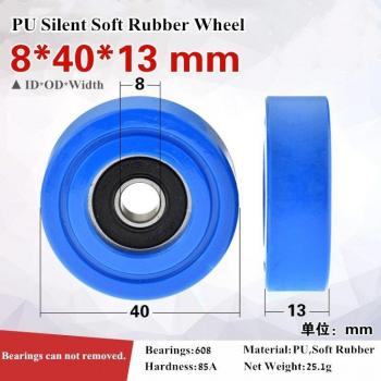 608 Passive Wheel Coated PU Soft Rubber Guide Wheel 8x40x13mm