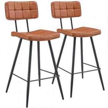 Lot De 2 Tabourets De Bar En Simili Cognac Fernand