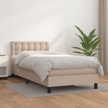 Cama box spring marrón con colchón capuchino 80x200 cm