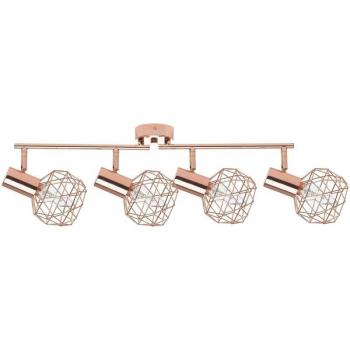 Lustre Plafonnier en Cuivre avec 4 Abat-jours Geométriques – Éclairage Salon/Chambre