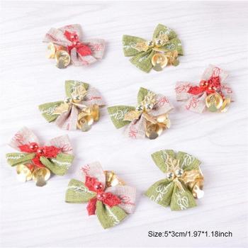 Mini nœud suspendu pour sapin de Noël, 8 pièces, décoration de mariage