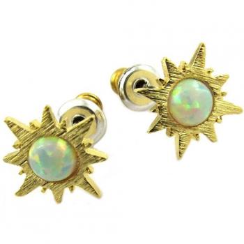 Ohrringe 'Soleil' mit goldener Opal-Optik