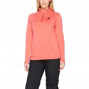Odlo Damen Midlayer 1/2 Zip Glade Sweatshirt, Pink (Hot Coral/Print Fw17), L