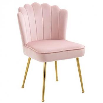 HOMCOM Velvet-Feel Shell Luxe Accent Chair with Gold Legs