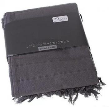 Jeté de lit en coton gris 230 x 250 cm