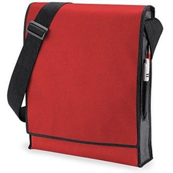 BagBase Budget Vertical Messenger Bag (Red/ Black, 10 Litres)