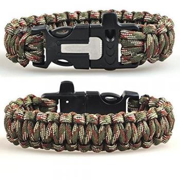 Outdoor Survival Bracelet with Whistle and Flint Fire Starter