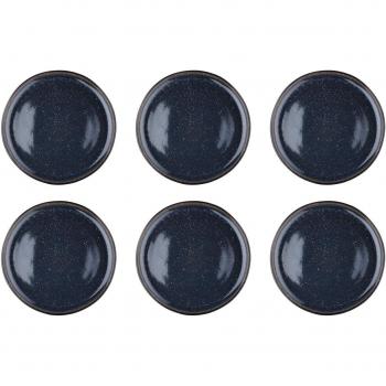 Lot de 6 assiettes IRIS en grès bleu