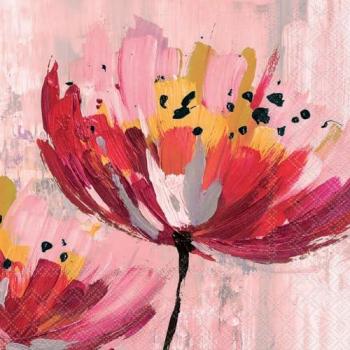 Art Flower rot 3-lagige Papierservietten 33x33 cm