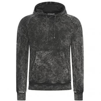 Verwaschenes Kapuzensweatshirt für Herren in Schwarz