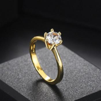 Bague de Mariage en Or Clair avec Zircon 1 Carat