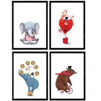 Circo Infantil: León, Elefante Meditando y Oso en Bicicleta