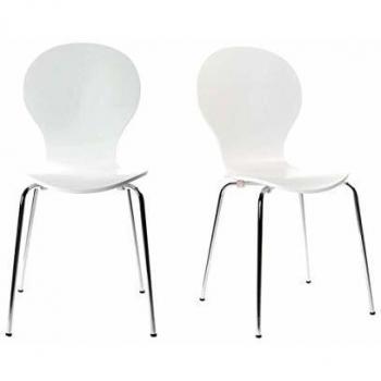 Chaises Contemporaines empilables Blanches (Lot de 2) New Abigail