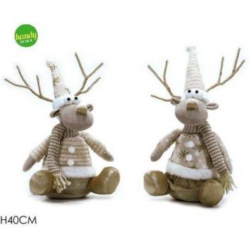 Peluche Renna Bianco Oro 40 cm – Collezione Assortita