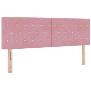 Testa decorativa 140 cm, velluto rosato, con cristallo vitaXL