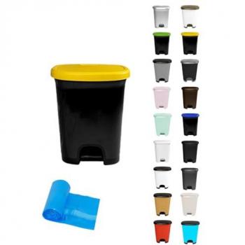 Cubo de reciclaje moderno con pedal amarillo y negro