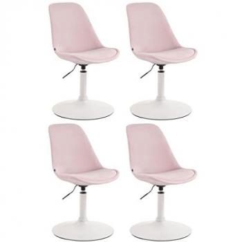 Set di 4 sedie Maverick Velvet in rosa con finitura bianca e opaca