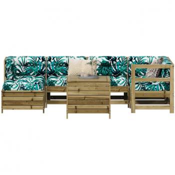 Conjunto de Sofás de Jardim em Madeira de Pinheiro Impregnada – 7 Unidades (VidaXL)