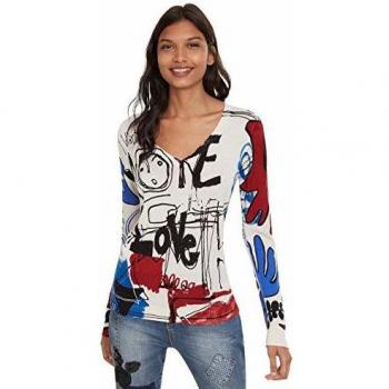Suéter de mujer Desigual Arty V-Neck, Crudo 1001